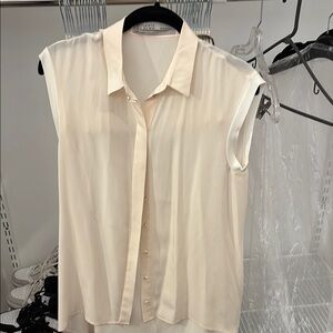 All Saints Cream Sleeveless Button Down Blouse